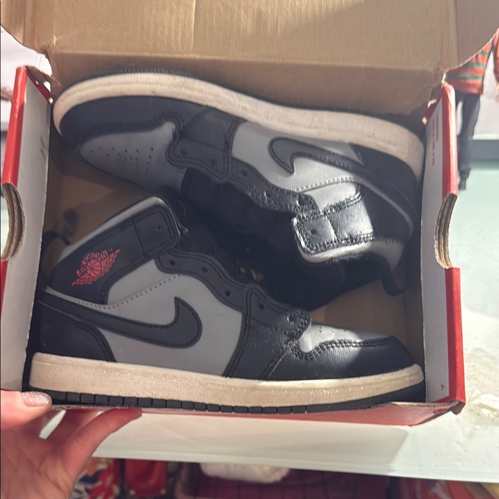 Air Jordan 1 Mid Black and Gray Sneakers